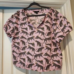 J. Crew Pink Leopard Print Blouse